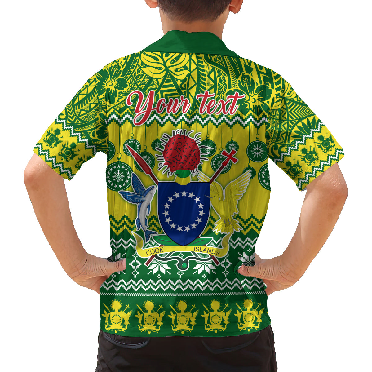 Personalised Cook Islands Christmas Family Matching Tank Maxi Dress and Hawaiian Shirt Santa Beach Meri Kiritimiti LT9 - Polynesian Pride