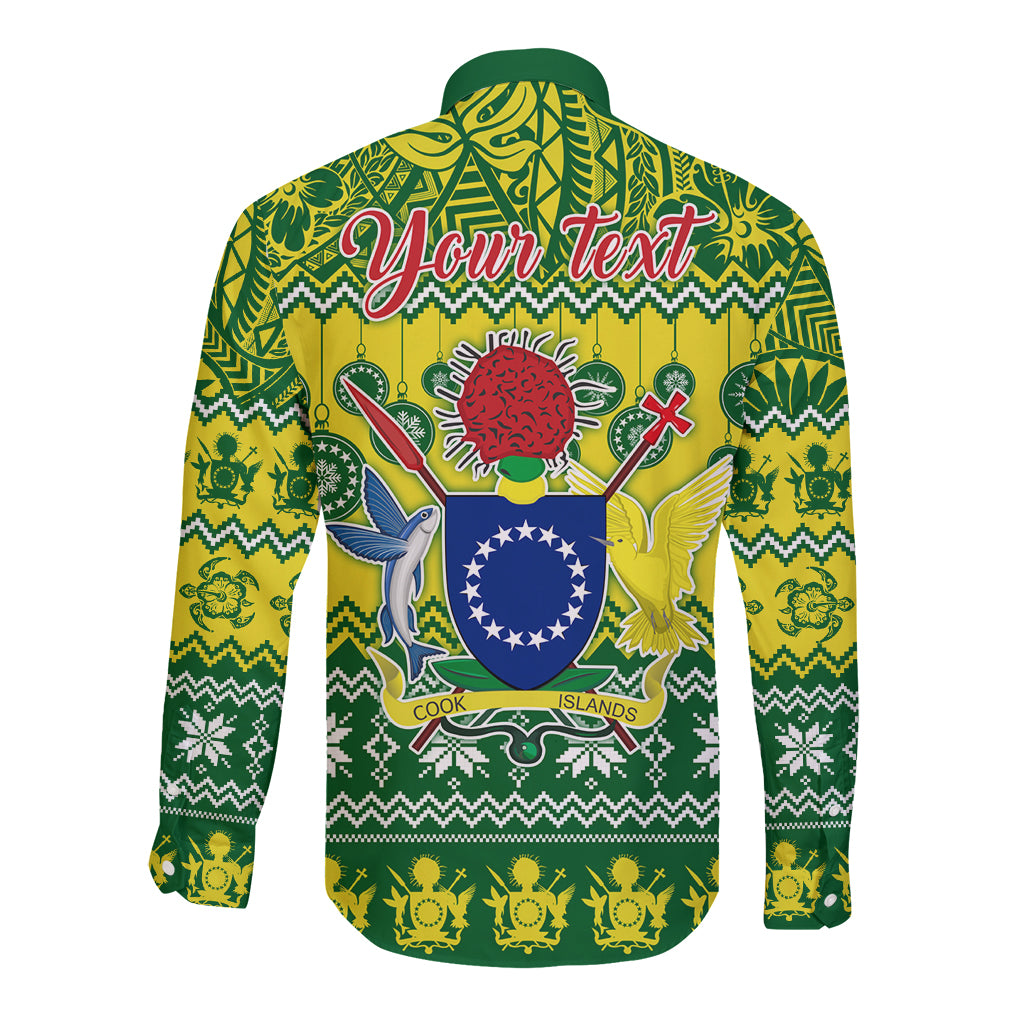 Personalised Cook Islands Christmas Long Sleeve Button Shirt Santa Beach Meri Kiritimiti LT9 - Polynesian Pride