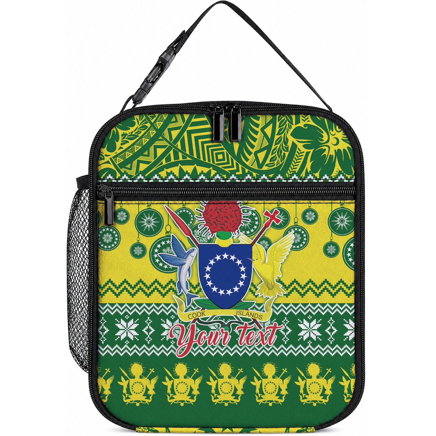 Personalised Cook Islands Christmas Lunch Bag Santa Beach Meri Kiritimiti LT9 10.2 × 8.3 × 4.3 inch Green - Polynesian Pride