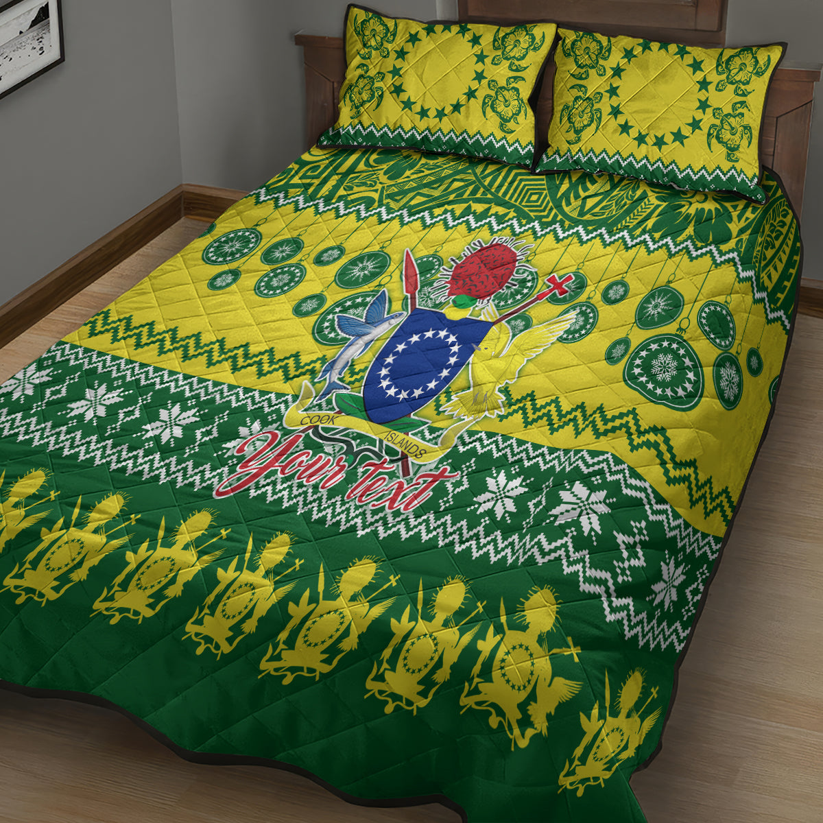 Personalised Cook Islands Christmas Quilt Bed Set Santa Beach Meri Kiritimiti LT9 - Polynesian Pride