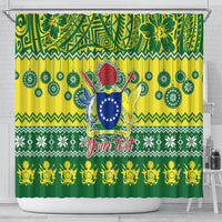 Personalised Cook Islands Christmas Shower Curtain Santa Beach Meri Kiritimiti LT9 - Polynesian Pride