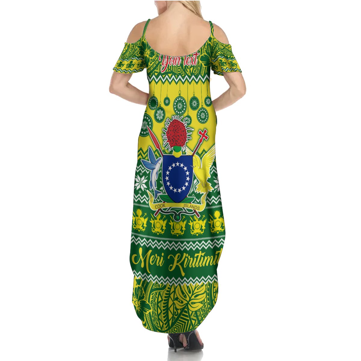 Personalised Cook Islands Christmas Summer Maxi Dress Santa Beach Meri Kiritimiti LT9 - Polynesian Pride
