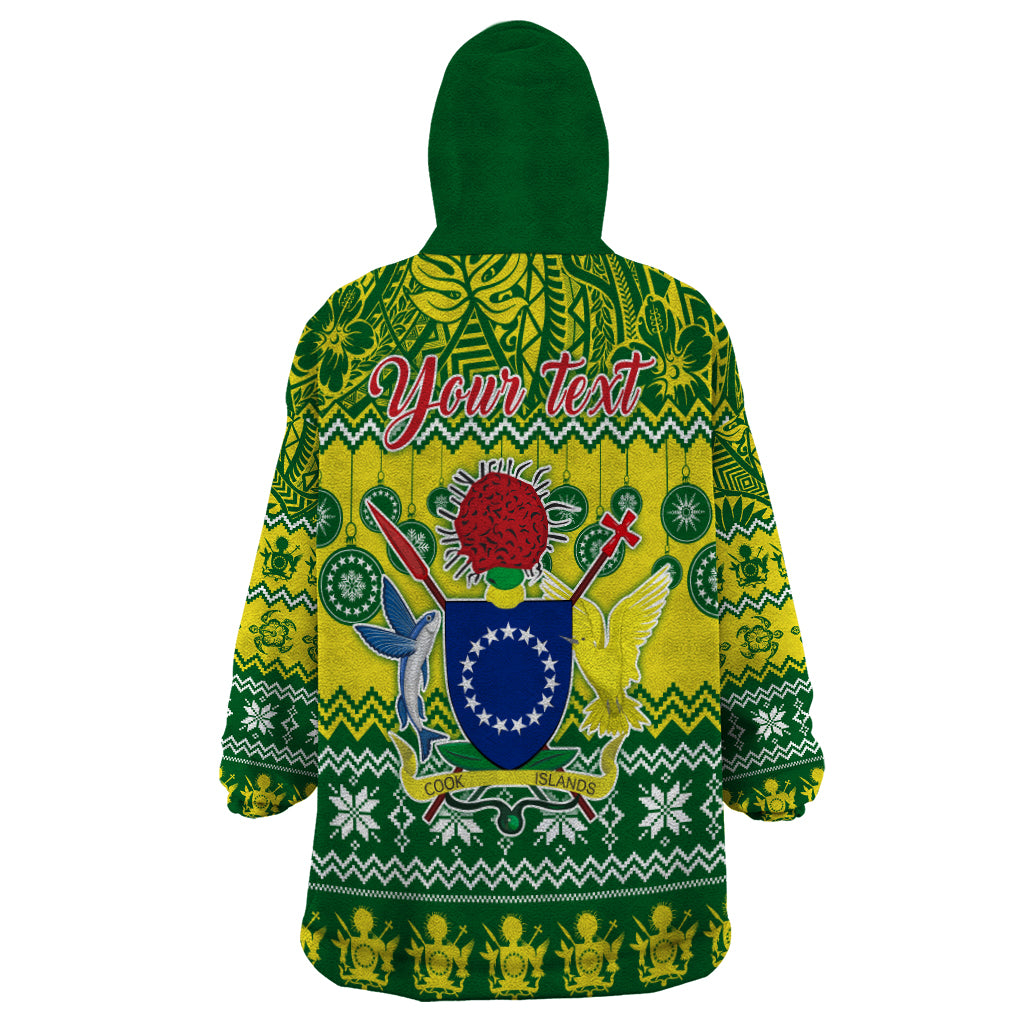 Personalised Cook Islands Christmas Wearable Blanket Hoodie Santa Beach Meri Kiritimiti LT9 - Polynesian Pride