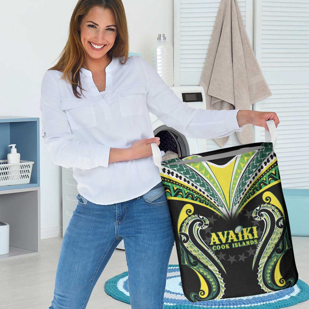 Rugby Cook Islands Avaiki Laundry Basket Black Kuki Airani Tribal Maori Inspired - Polynesian Pride