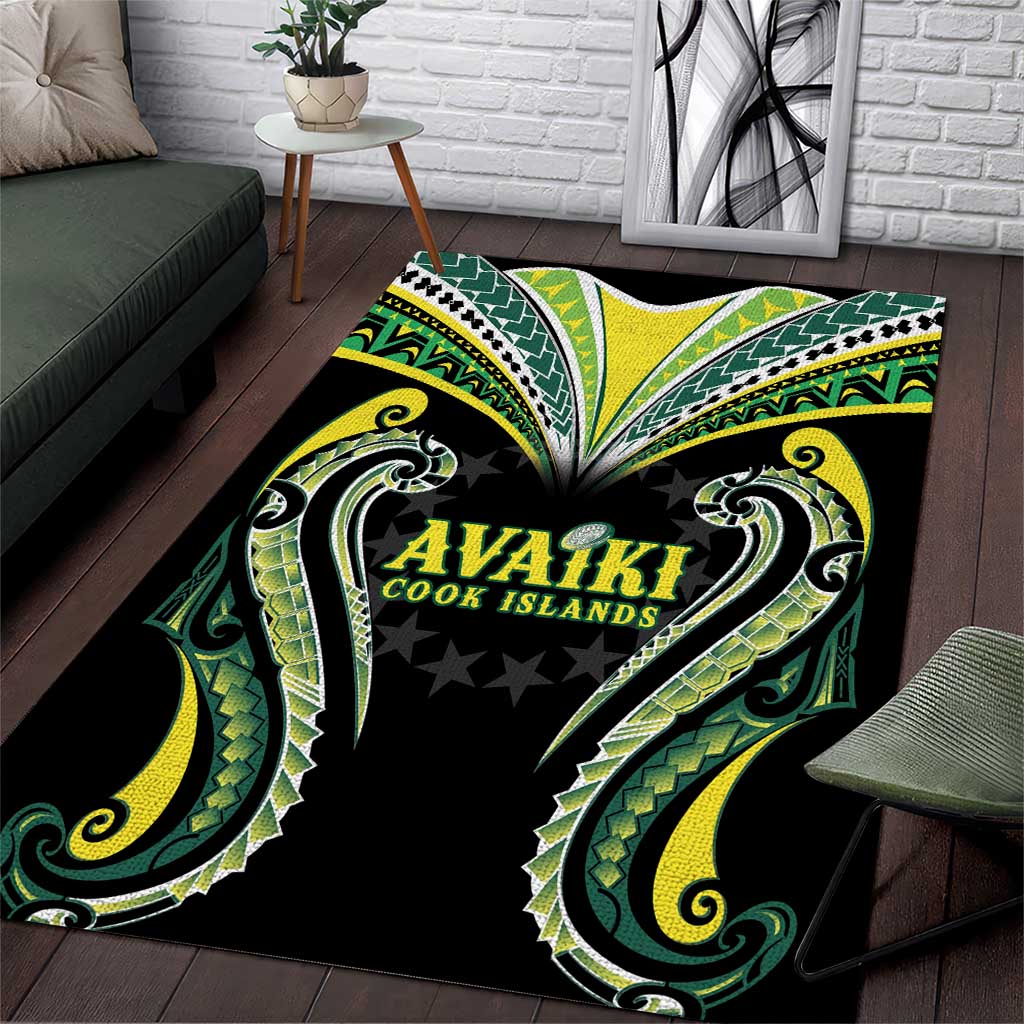 Rugby Cook Islands Avaiki Area Rug Black Kuki Airani Tribal Maori Inspired - Polynesian Pride