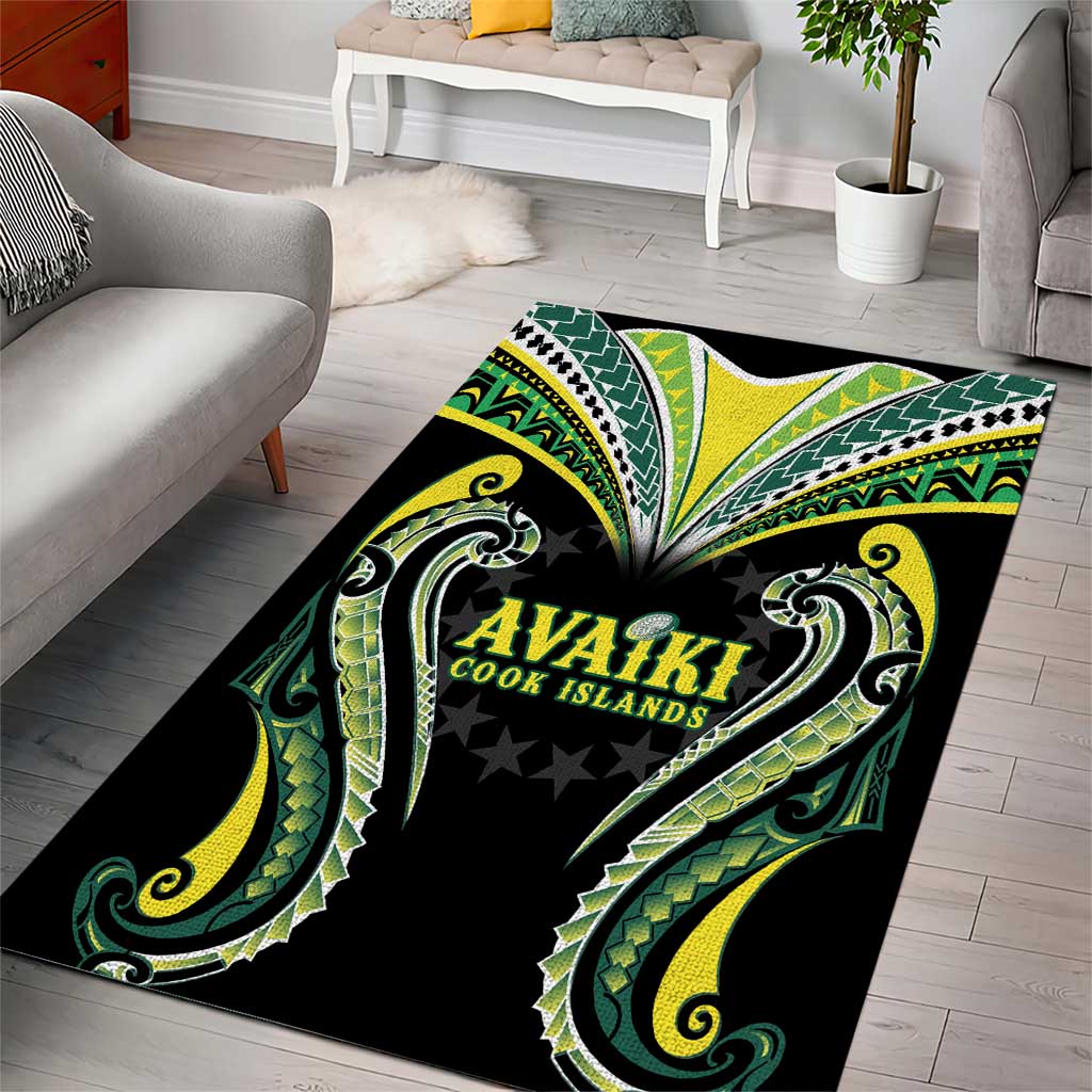 Rugby Cook Islands Avaiki Area Rug Black Kuki Airani Tribal Maori Inspired - Polynesian Pride
