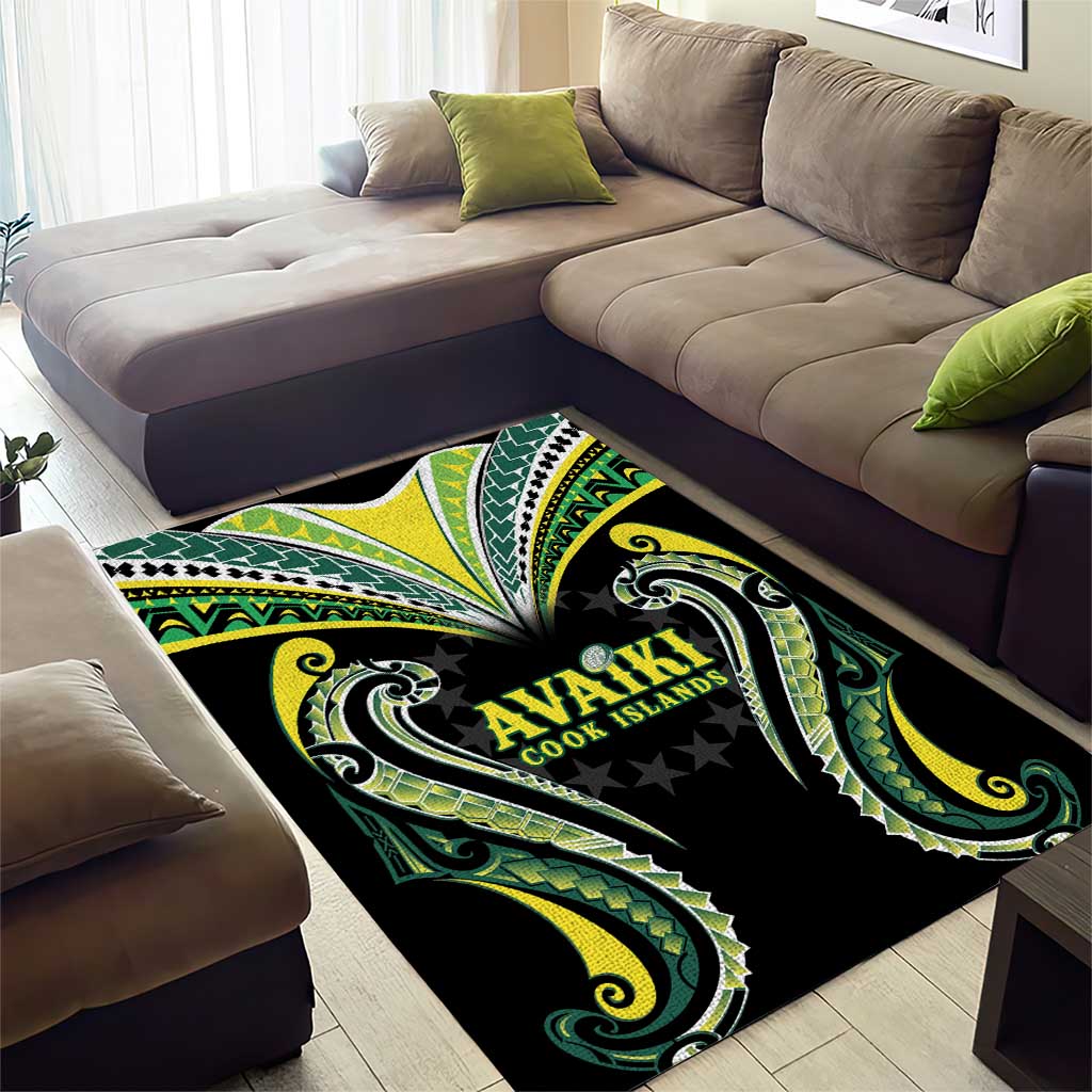 Rugby Cook Islands Avaiki Area Rug Black Kuki Airani Tribal Maori Inspired - Polynesian Pride