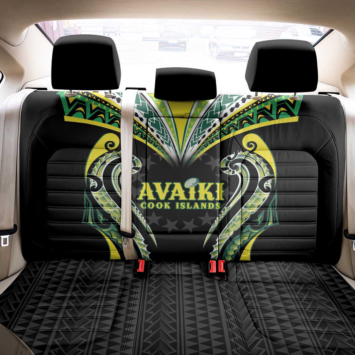 Rugby Cook Islands Avaiki Back Car Seat Cover Black Kuki Airani Tribal Maori Inspired - Polynesian Pride