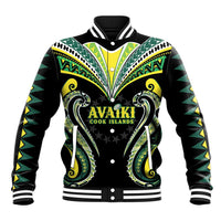 Custom Rugby Cook Islands Avaiki Baseball Jacket Black Kuki Airani Tribal Maori Inspired - Polynesian Pride