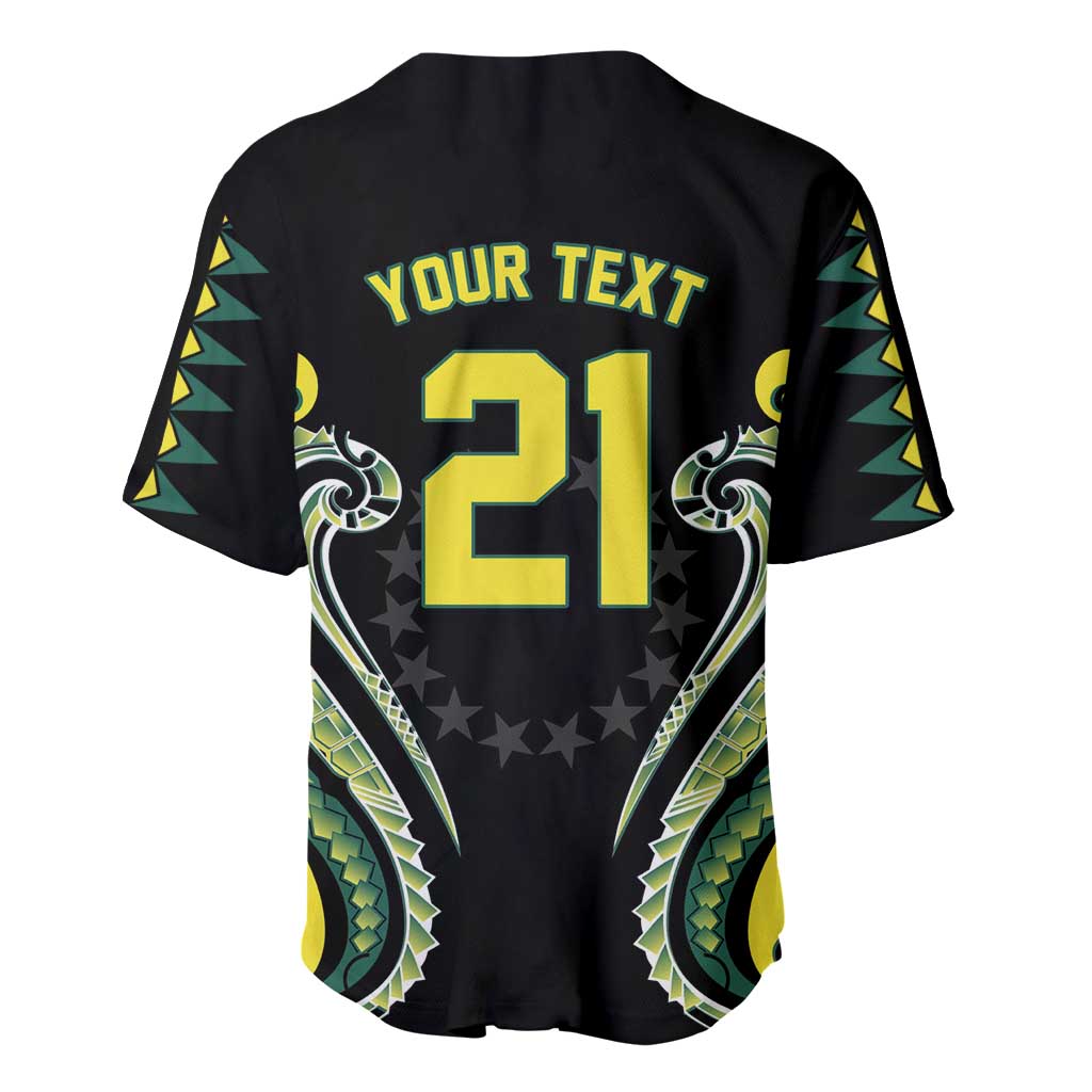 Custom Rugby Cook Islands Avaiki Baseball Jersey Black Kuki Airani Tribal Maori Inspired - Polynesian Pride