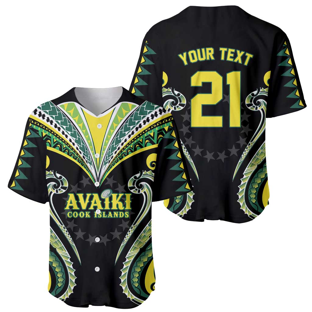 Custom Rugby Cook Islands Avaiki Baseball Jersey Black Kuki Airani Tribal Maori Inspired - Polynesian Pride