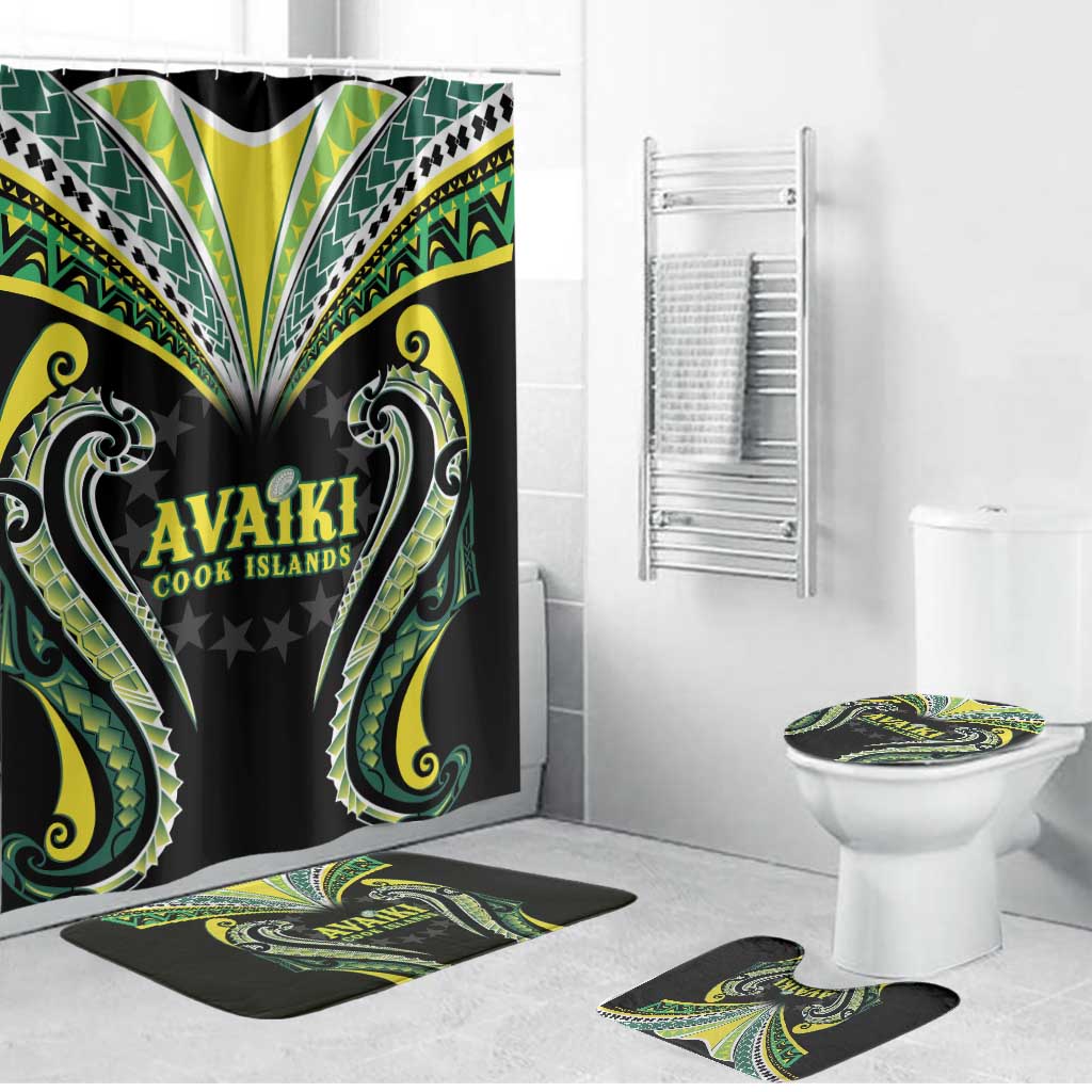 Rugby Cook Islands Avaiki Bathroom Set Black Kuki Airani Tribal Maori Inspired - Polynesian Pride