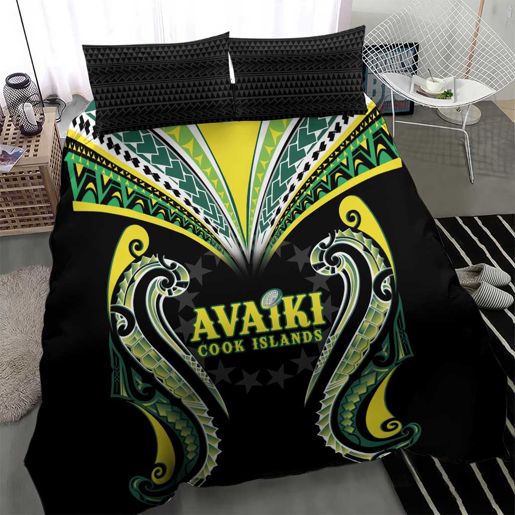 Rugby Cook Islands Avaiki Bedding Set Black Kuki Airani Tribal Maori Inspired - Polynesian Pride