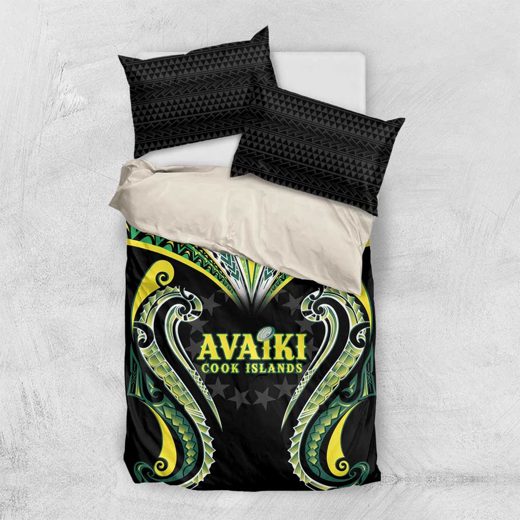 Rugby Cook Islands Avaiki Bedding Set Black Kuki Airani Tribal Maori Inspired - Polynesian Pride