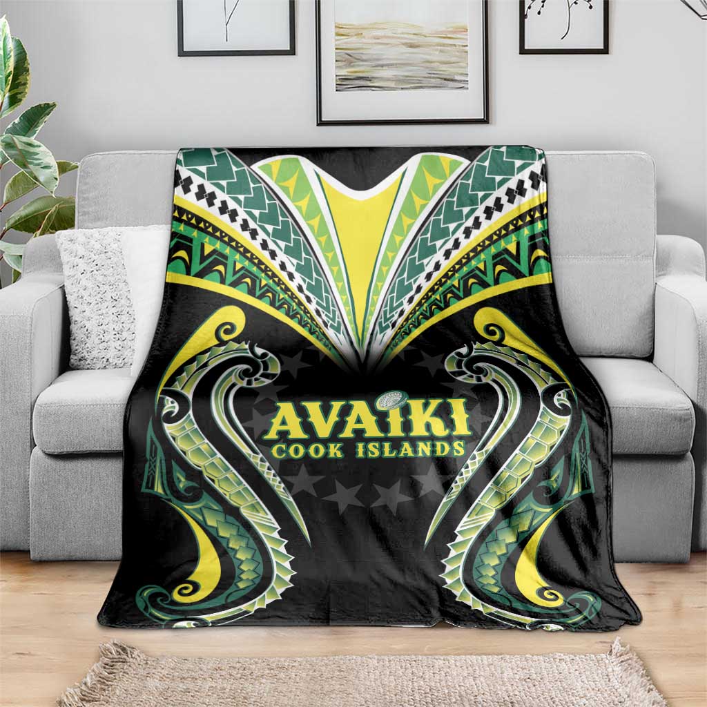 Rugby Cook Islands Avaiki Blanket Black Kuki Airani Tribal Maori Inspired - Polynesian Pride