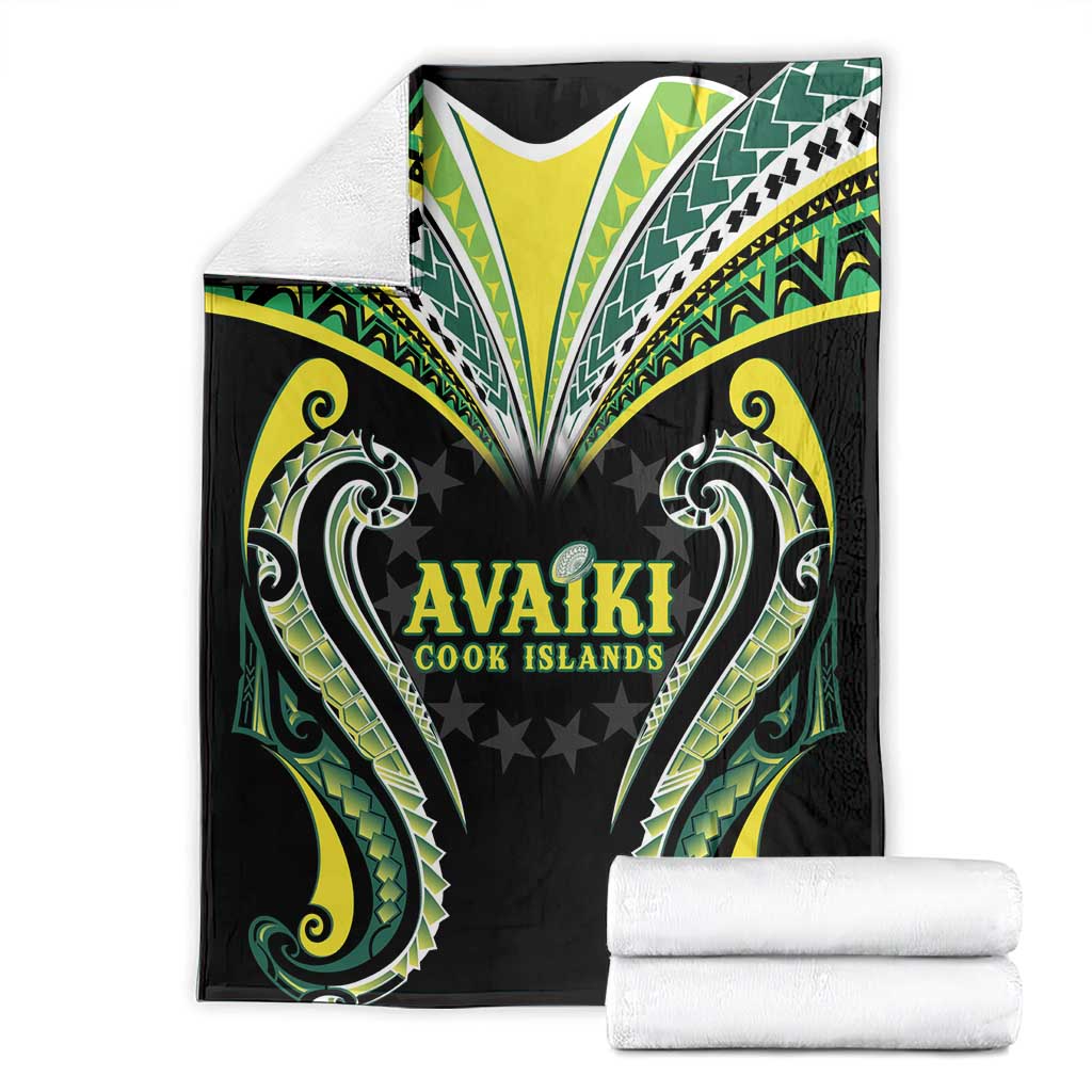 Rugby Cook Islands Avaiki Blanket Black Kuki Airani Tribal Maori Inspired - Polynesian Pride