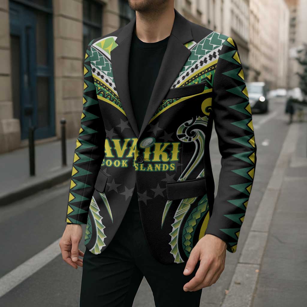 Custom Rugby Cook Islands Avaiki Blazer Black Kuki Airani Tribal Maori Inspired - Polynesian Pride