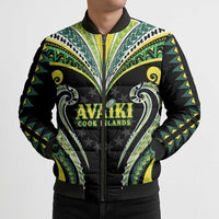 Custom Rugby Cook Islands Avaiki Bomber Puffer Jacket Black Kuki Airani Tribal Maori Inspired - Polynesian Pride