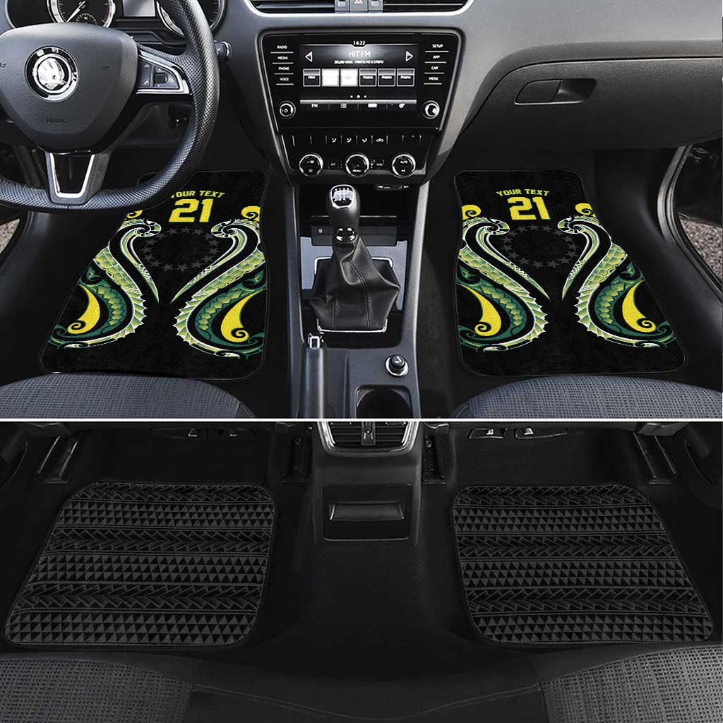Custom Rugby Cook Islands Avaiki Car Mats Black Kuki Airani Tribal Maori Inspired - Polynesian Pride