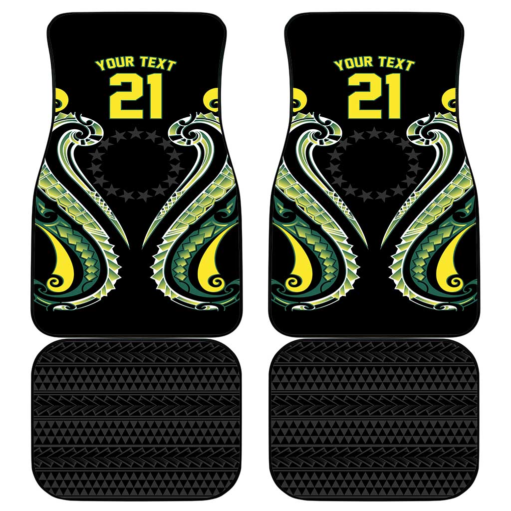 Custom Rugby Cook Islands Avaiki Car Mats Black Kuki Airani Tribal Maori Inspired LT9 - Polynesian Pride