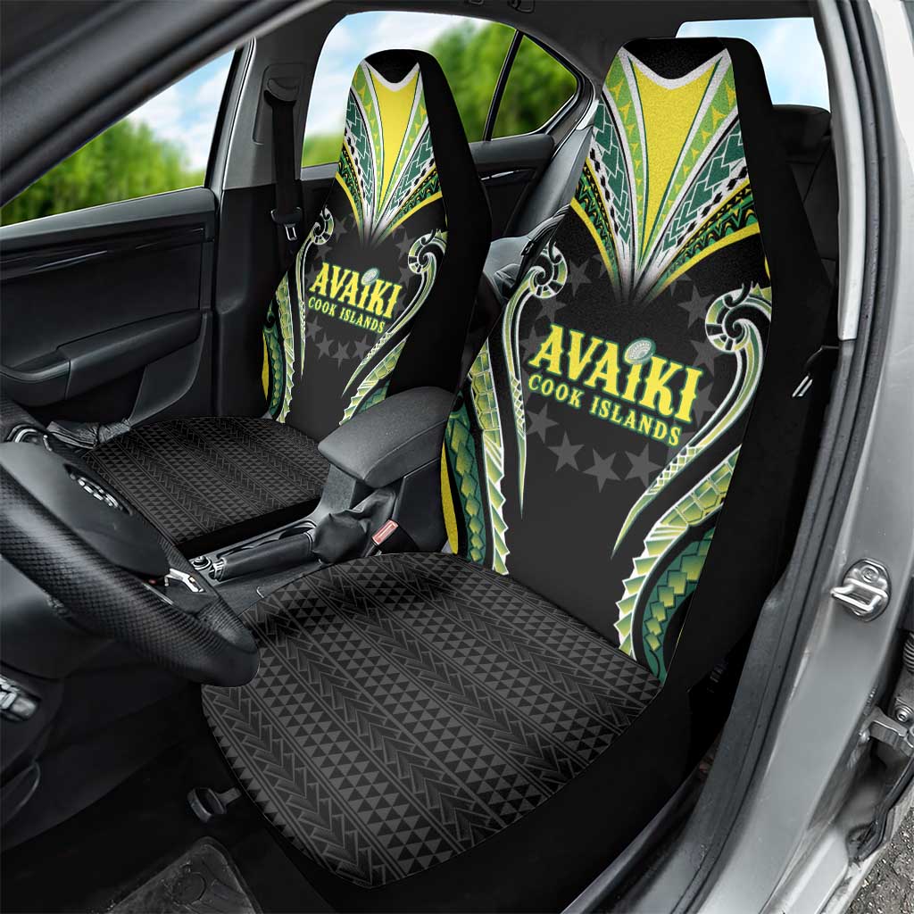 Rugby Cook Islands Avaiki Car Seat Cover Black Kuki Airani Tribal Maori Inspired - Polynesian Pride