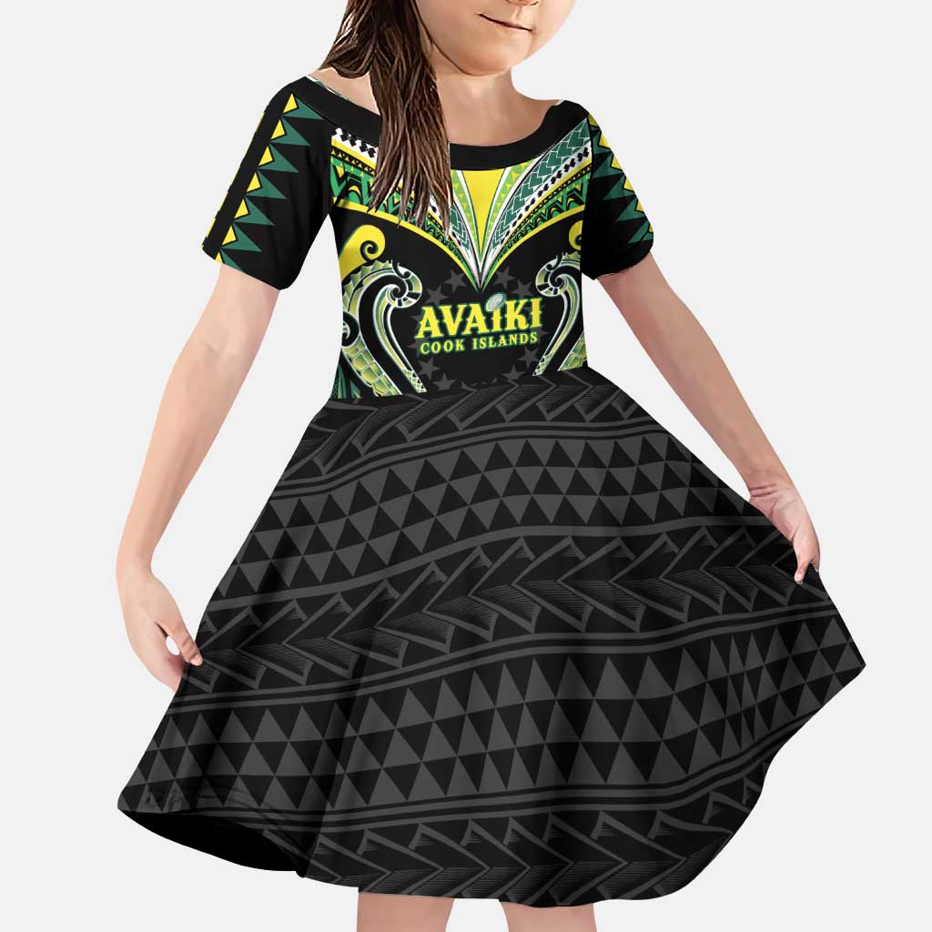 Custom Rugby Cook Islands Avaiki Family Matching Puletasi and Hawaiian Shirt Black Kuki Airani Tribal Maori Inspired - Polynesian Pride