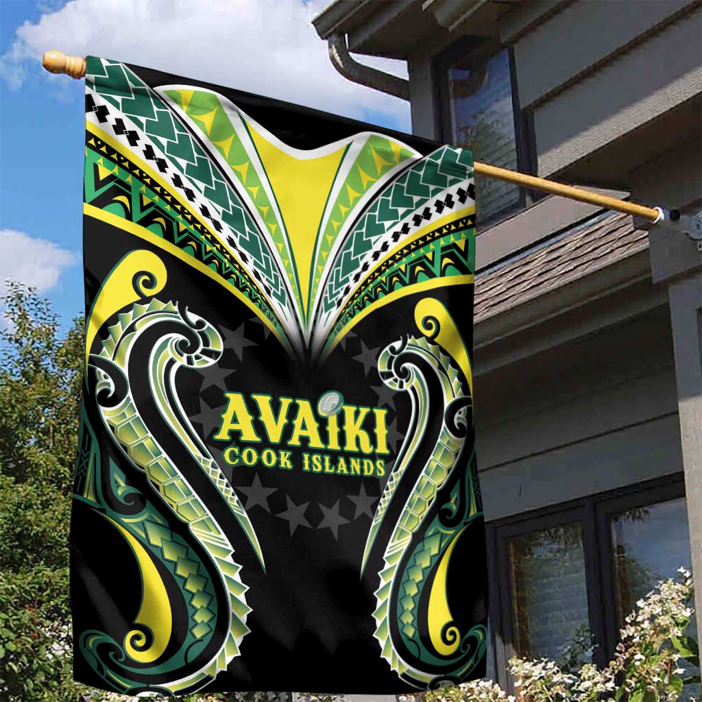 Rugby Cook Islands Avaiki Garden Flag Black Kuki Airani Tribal Maori Inspired - Polynesian Pride