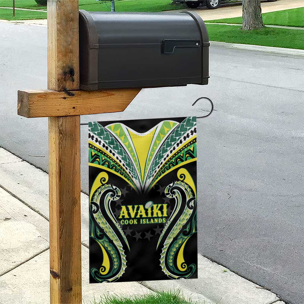 Rugby Cook Islands Avaiki Garden Flag Black Kuki Airani Tribal Maori Inspired - Polynesian Pride