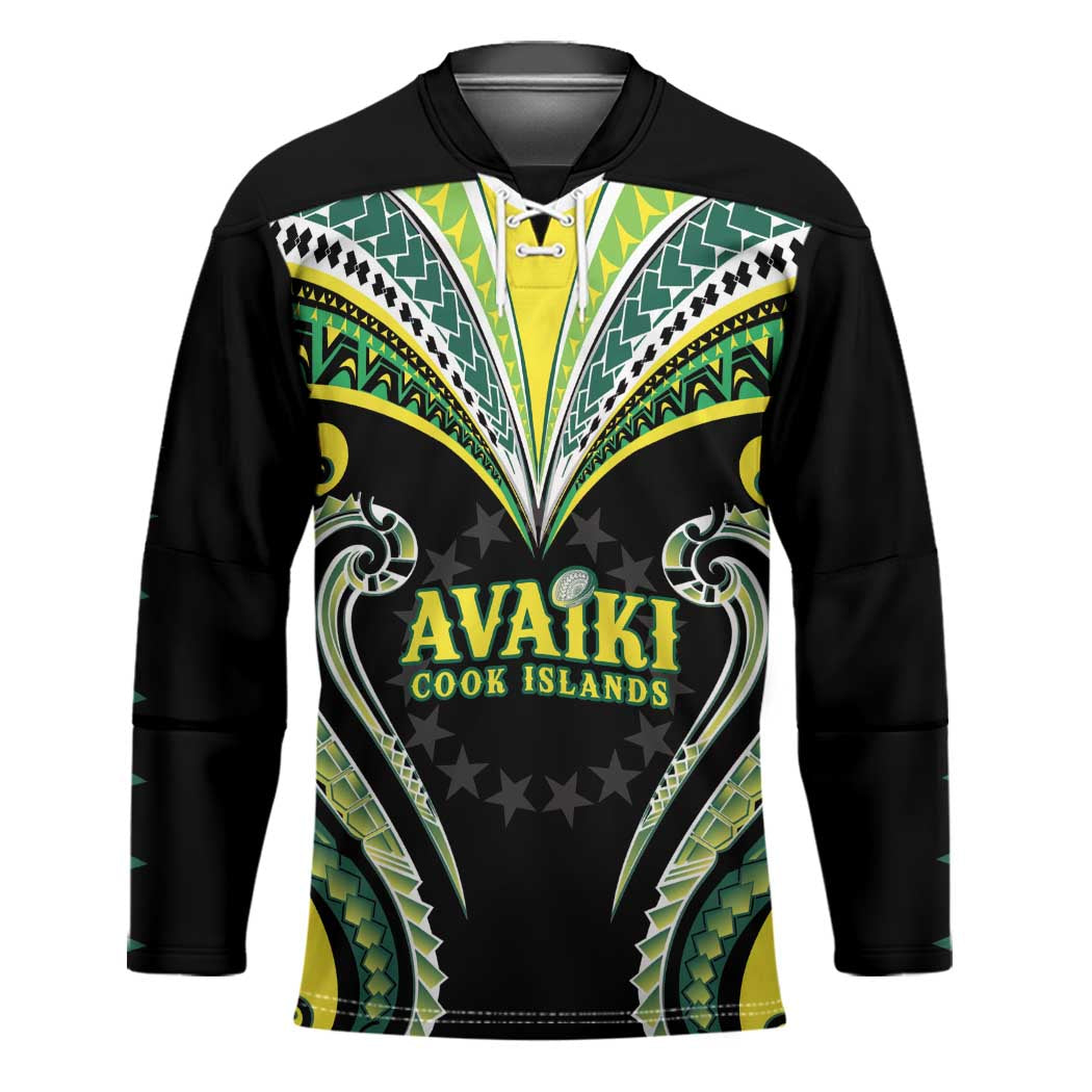 Custom Rugby Cook Islands Avaiki Hockey Jersey Black Kuki Airani Tribal Maori Inspired - Polynesian Pride