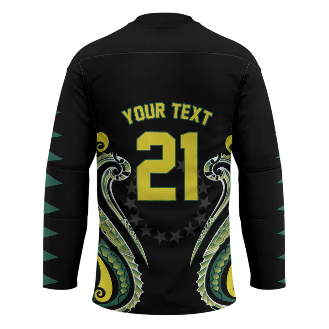 Custom Rugby Cook Islands Avaiki Hockey Jersey Black Kuki Airani Tribal Maori Inspired - Polynesian Pride