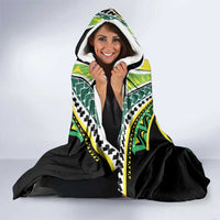 Rugby Cook Islands Avaiki Hooded Blanket Black Kuki Airani Tribal Maori Inspired - Polynesian Pride