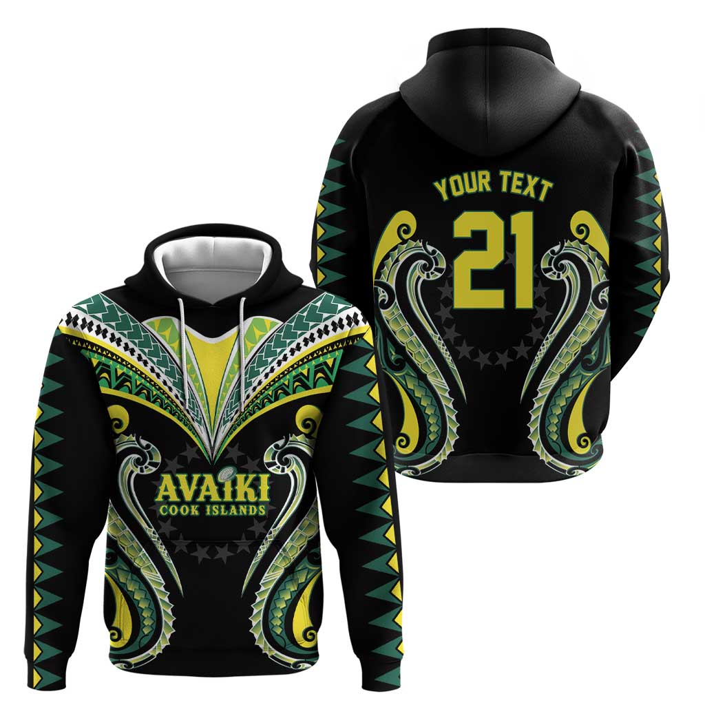 Custom Rugby Cook Islands Avaiki Hoodie Black Kuki Airani Tribal Maori Inspired - Polynesian Pride