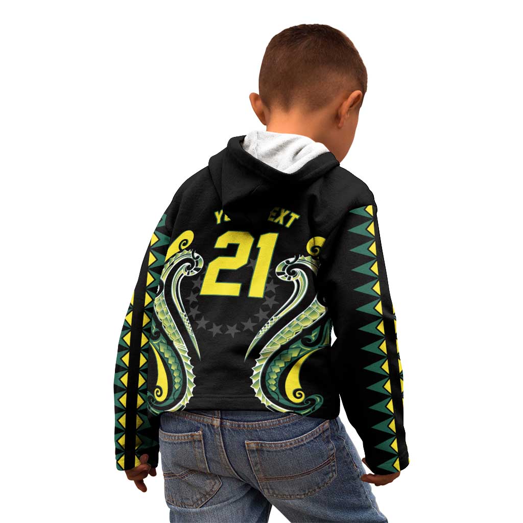 Custom Rugby Cook Islands Avaiki Kid Hoodie Black Kuki Airani Tribal Maori Inspired - Polynesian Pride