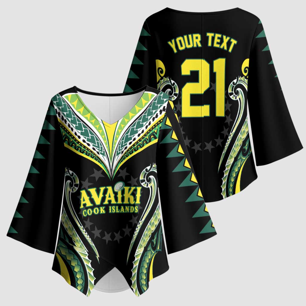 Custom Rugby Cook Islands Avaiki Kimono Sleeve Blouse Black Kuki Airani Tribal Maori Inspired - Polynesian Pride