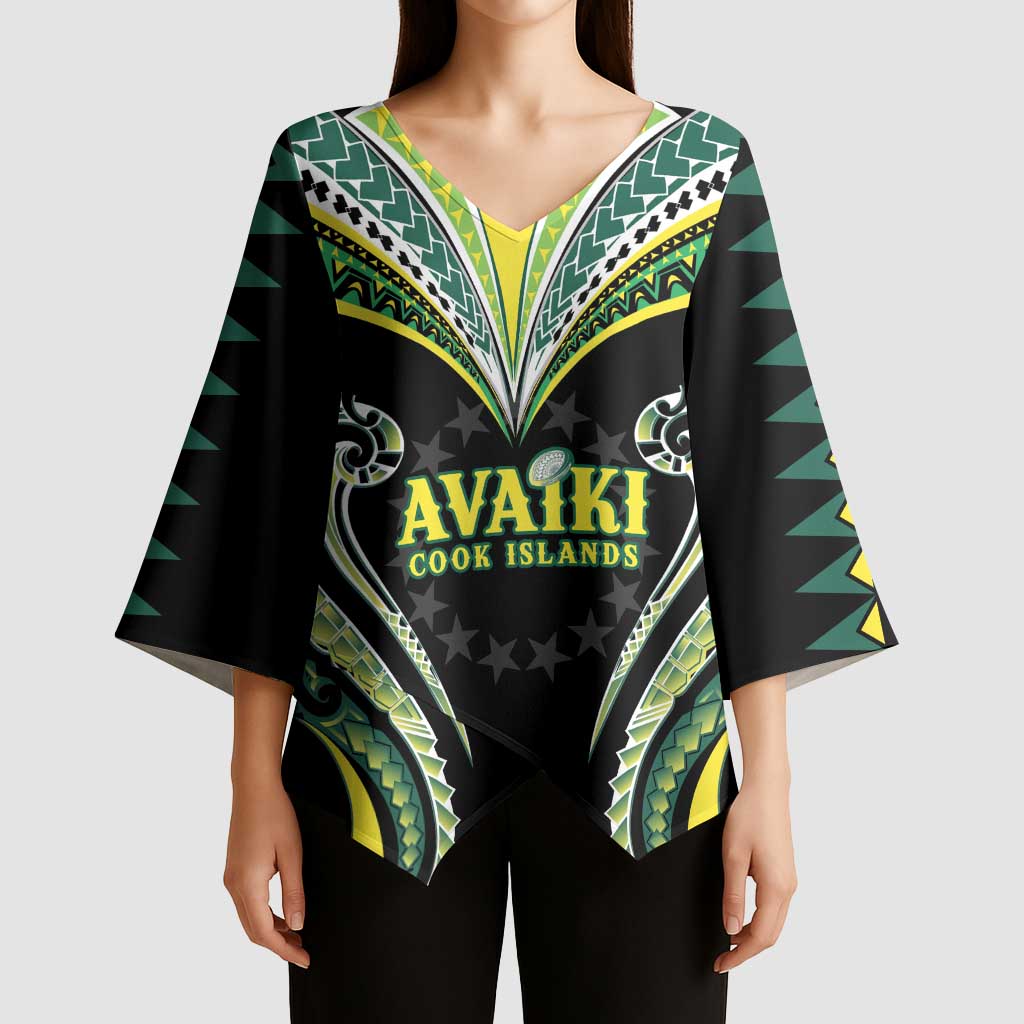 Custom Rugby Cook Islands Avaiki Kimono Sleeve Blouse Black Kuki Airani Tribal Maori Inspired - Polynesian Pride