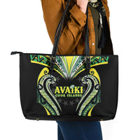 Rugby Cook Islands Avaiki Leather Tote Bag Black Kuki Airani Tribal Maori Inspired - Polynesian Pride