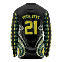 Custom Rugby Cook Islands Avaiki Long Sleeve Shirt Black Kuki Airani Tribal Maori Inspired - Polynesian Pride