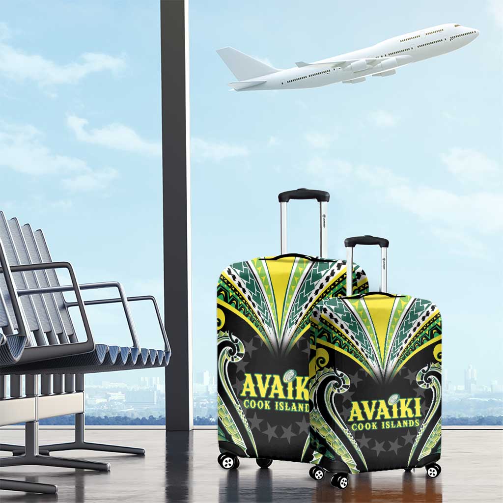 Rugby Cook Islands Avaiki Luggage Cover Black Kuki Airani Tribal Maori Inspired - Polynesian Pride