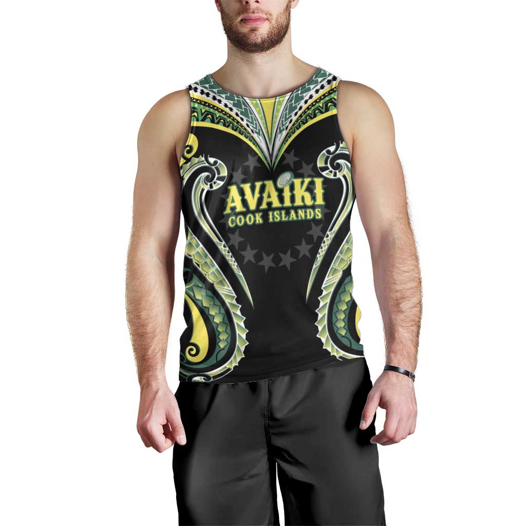 Custom Rugby Cook Islands Avaiki Men Tank Top Black Kuki Airani Tribal Maori Inspired - Polynesian Pride