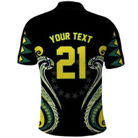 Custom Rugby Cook Islands Avaiki Polo Shirt Black Kuki Airani Tribal Maori Inspired - Polynesian Pride