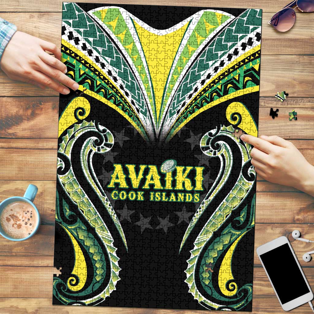 Rugby Cook Islands Avaiki Puzzle Black Kuki Airani Tribal Maori Inspired - Polynesian Pride
