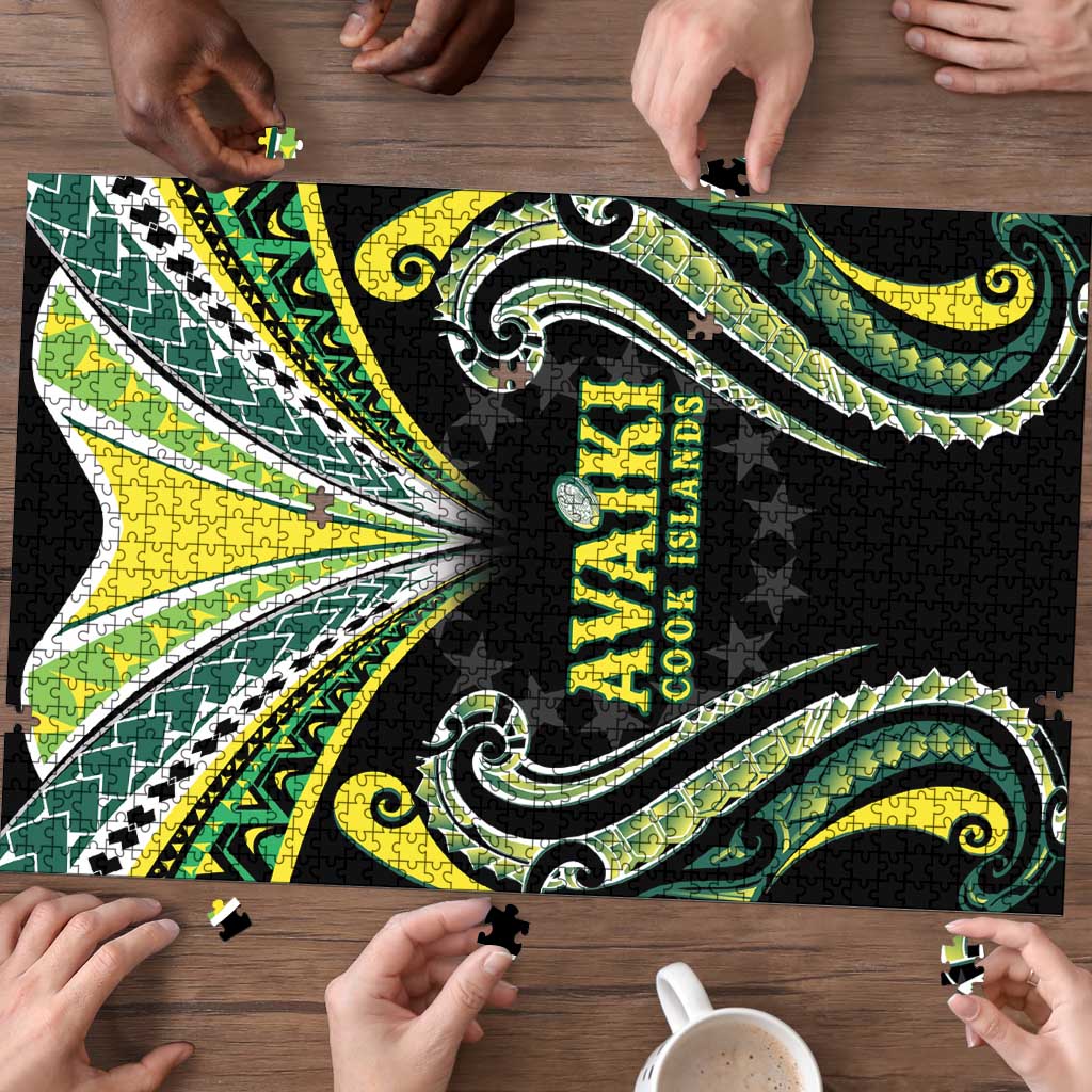 Rugby Cook Islands Avaiki Puzzle Black Kuki Airani Tribal Maori Inspired - Polynesian Pride