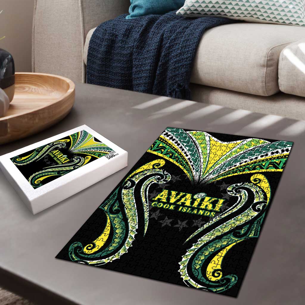 Rugby Cook Islands Avaiki Puzzle Black Kuki Airani Tribal Maori Inspired - Polynesian Pride