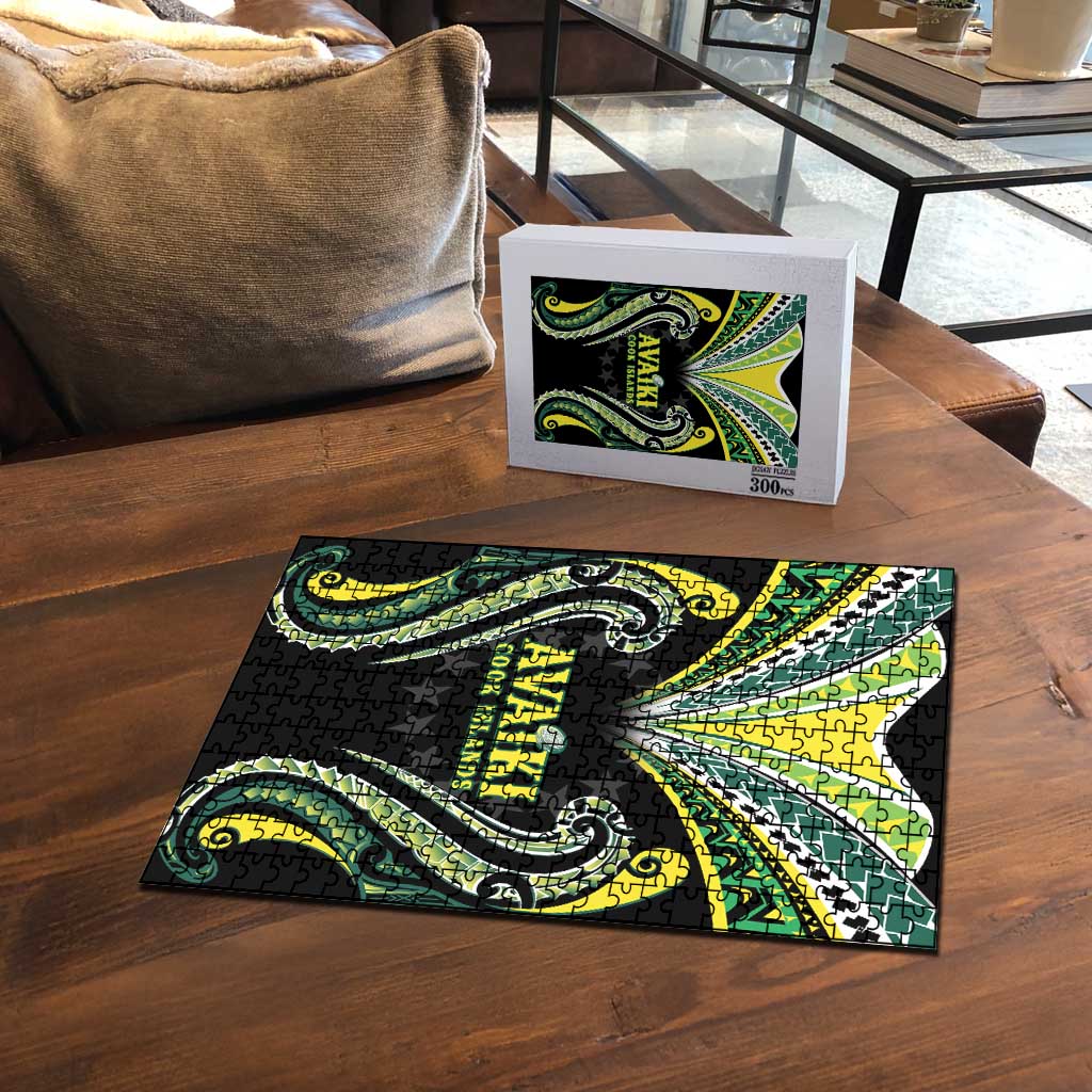 Rugby Cook Islands Avaiki Puzzle Black Kuki Airani Tribal Maori Inspired - Polynesian Pride