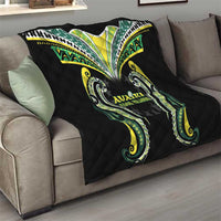 Rugby Cook Islands Avaiki Quilt Black Kuki Airani Tribal Maori Inspired - Polynesian Pride