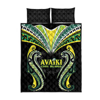 Rugby Cook Islands Avaiki Quilt Bed Set Black Kuki Airani Tribal Maori Inspired - Polynesian Pride