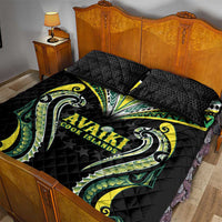 Rugby Cook Islands Avaiki Quilt Bed Set Black Kuki Airani Tribal Maori Inspired - Polynesian Pride