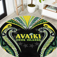 Rugby Cook Islands Avaiki Round Carpet Black Kuki Airani Tribal Maori Inspired - Polynesian Pride