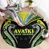 Rugby Cook Islands Avaiki Round Carpet Black Kuki Airani Tribal Maori Inspired - Polynesian Pride
