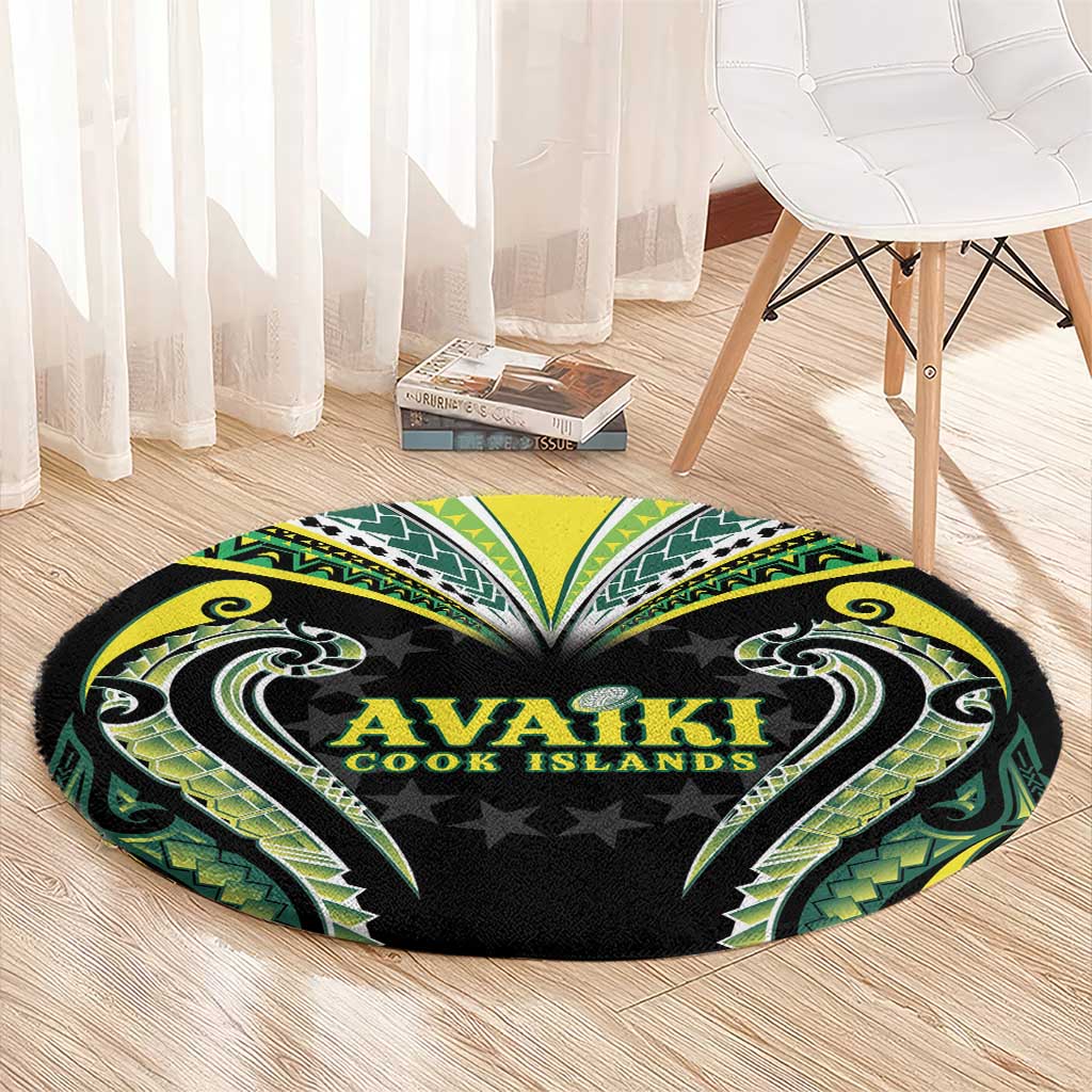 Rugby Cook Islands Avaiki Round Carpet Black Kuki Airani Tribal Maori Inspired - Polynesian Pride